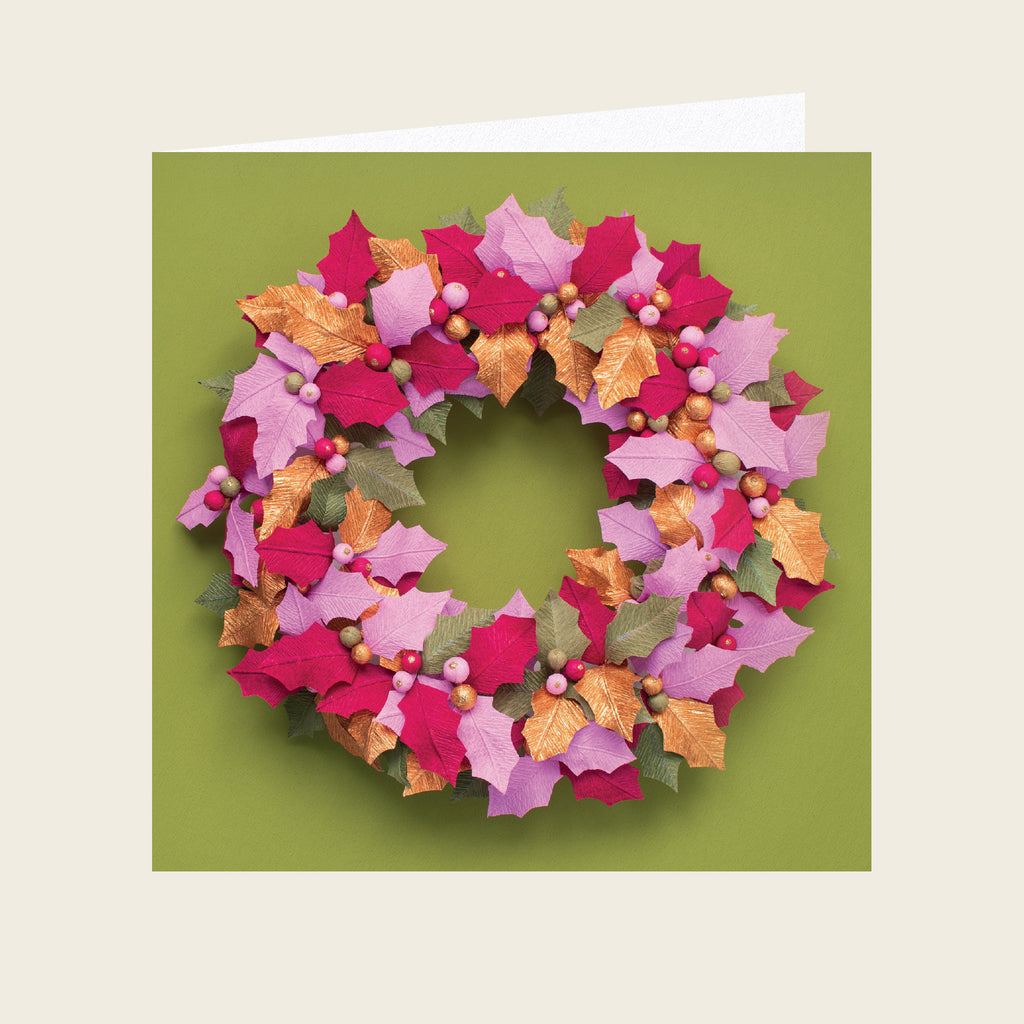 Daphne Fitch Holly Wreath Greetings Card