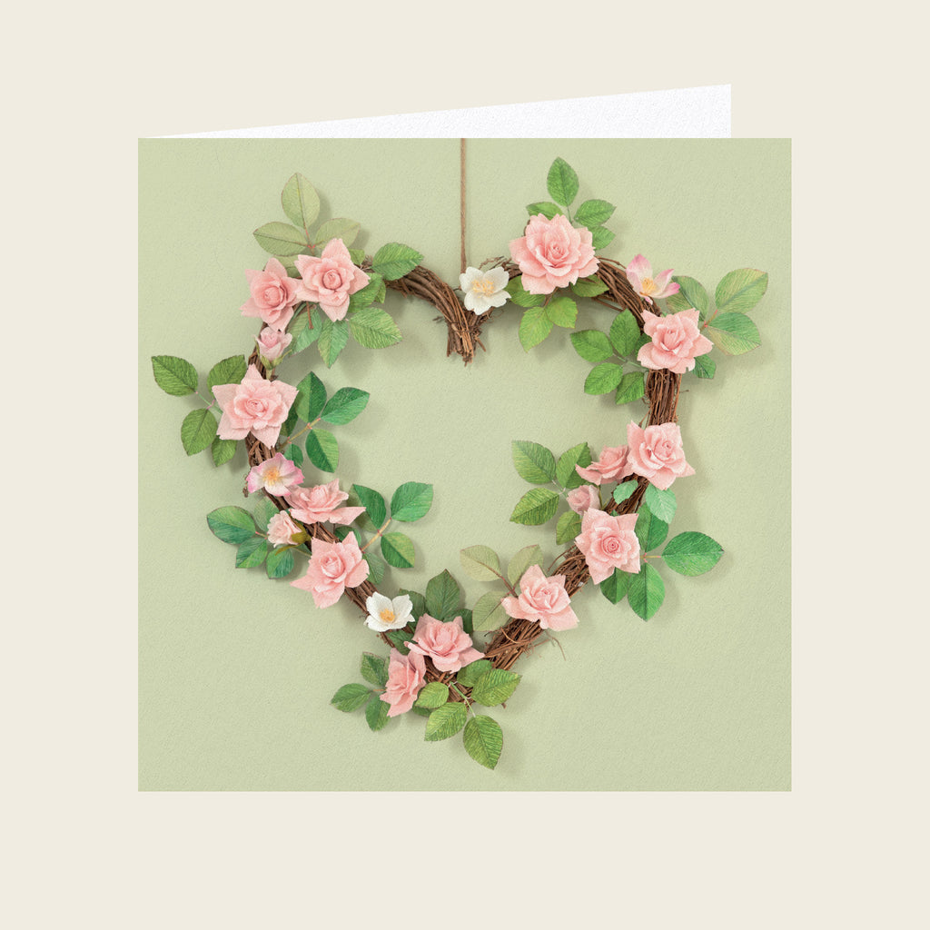 Daphne Fitch Rose Heart Wreath Greetings Card